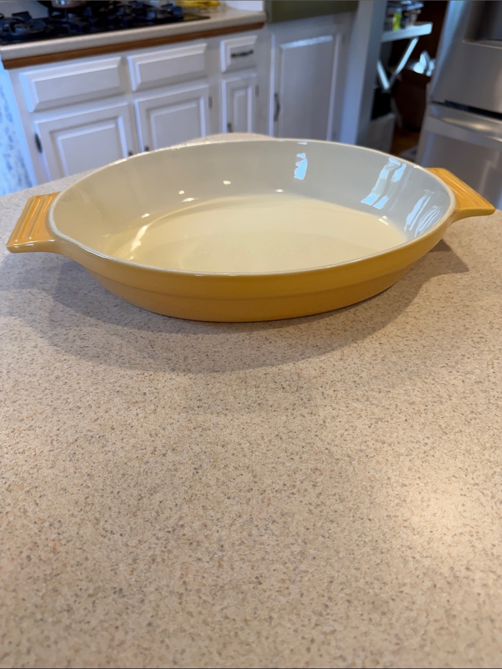 Yellow Ceramic Oven-to-Table Baking Dish-Cuisinart 14 in Oval dish